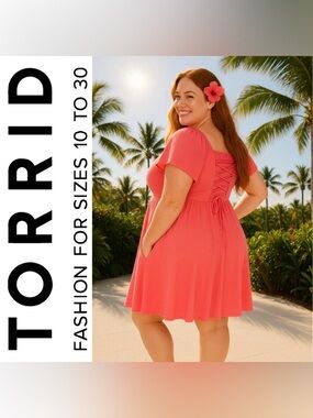 Torrid Pink Textured Knit Flutter Sleeve Tie Back Mini Dress, Large, NWT!